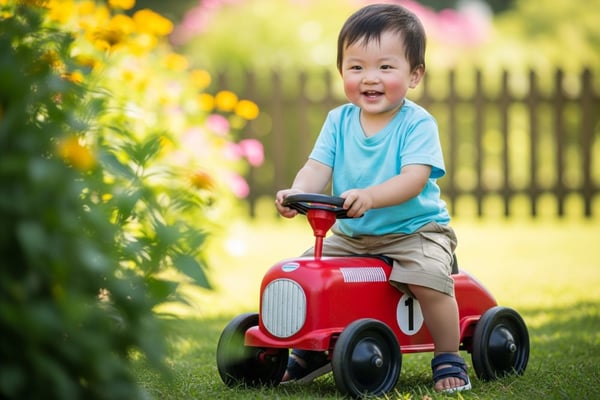 My Son Driving His Toy Car photo