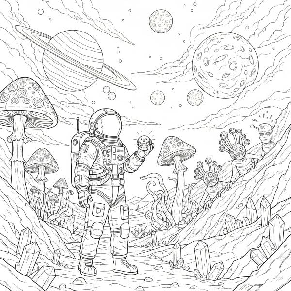 A space astronaut exploring an alien planet
