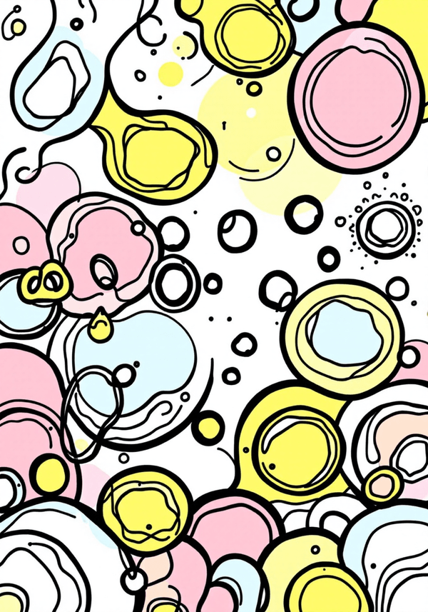 Colorful bubbles in motion abstract coloring page