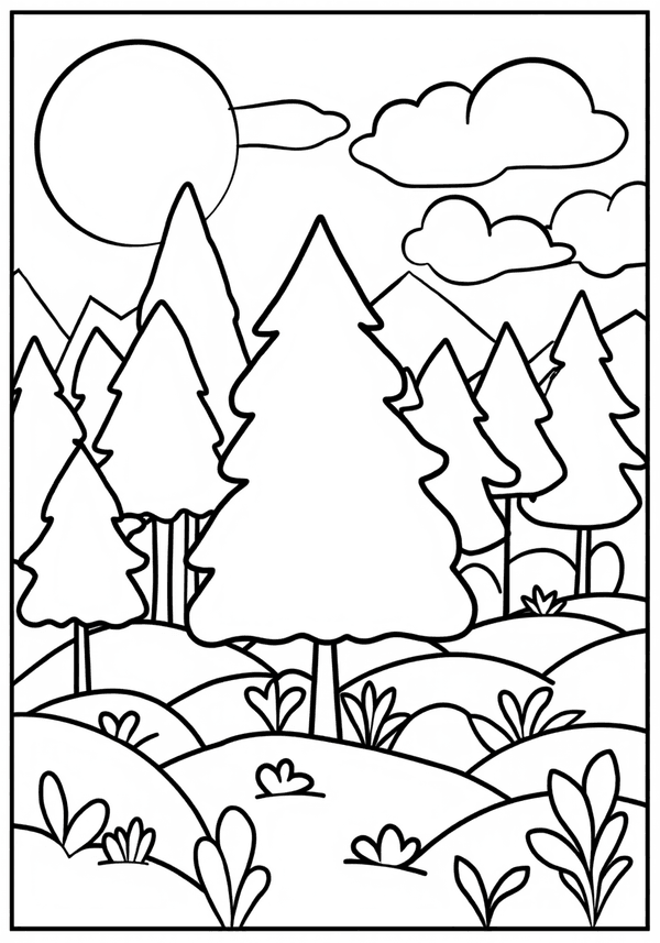 Crystalline abstract forest coloring page