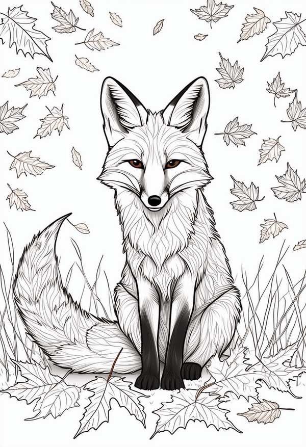 Foxes in the autumn leaves coloring page
