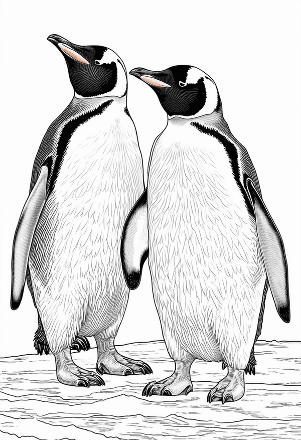 Penguins on ice coloring page