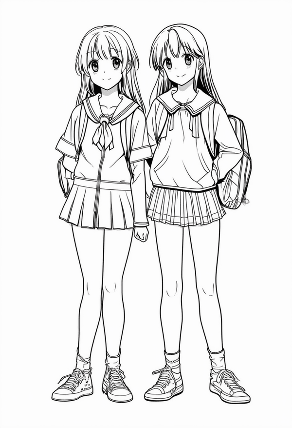 Anime school days friendship coloring page