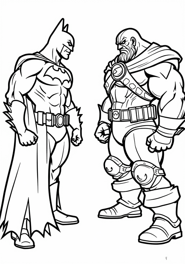 Batman facing off against Bane coloring page