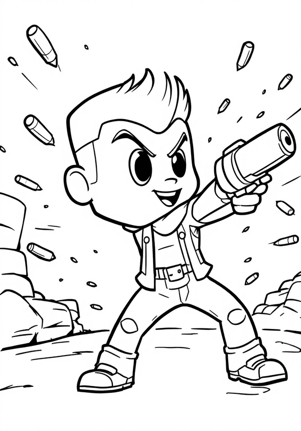 Colt dodging bullets in showdown coloring page
