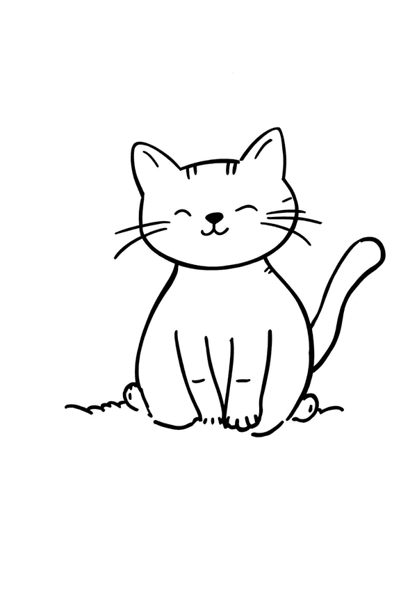 Cat stretching after a nap coloring page