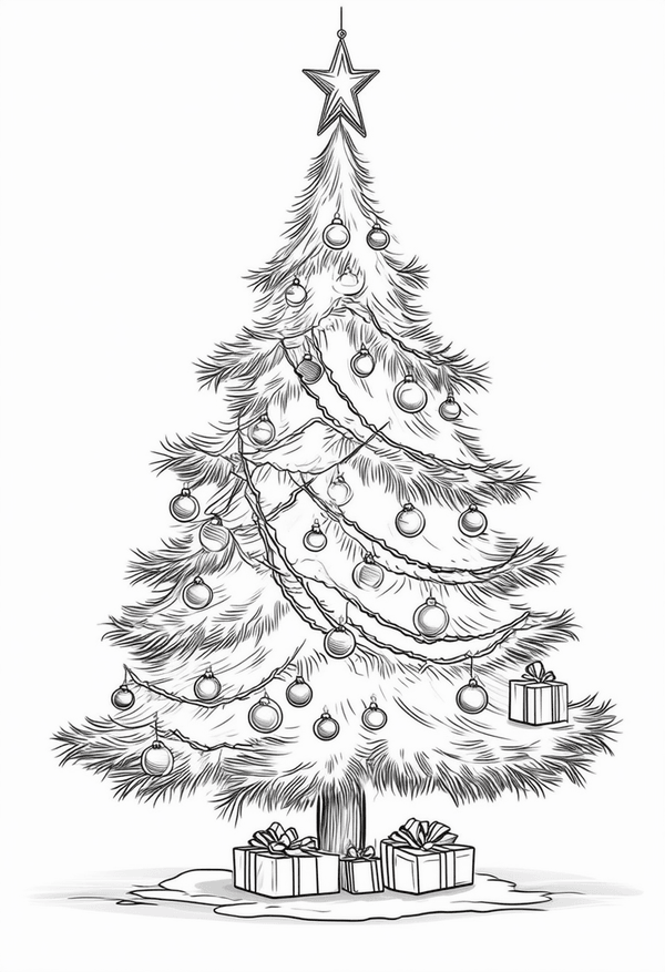 Decorating the Christmas tree coloring page