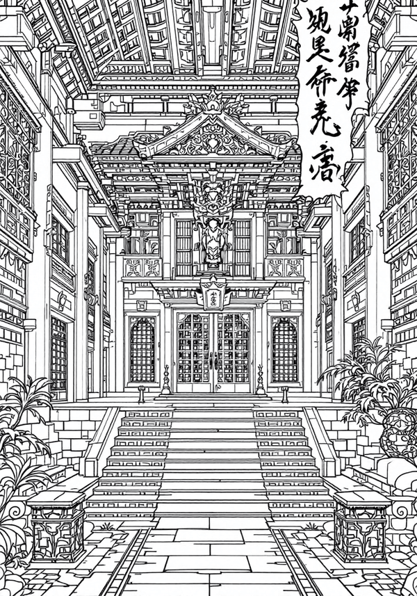 Demon Slayer Corps at headquarters coloring page