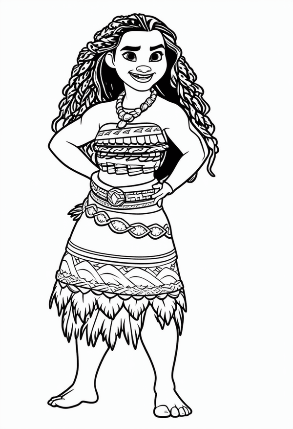 Disney Moana in an ocean voyage coloring page