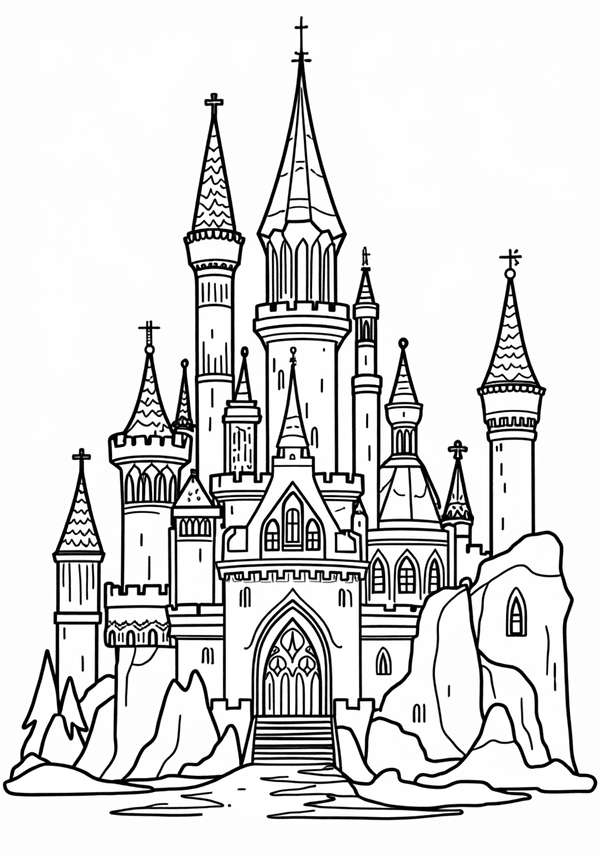 Elsa building an ice castle coloring page