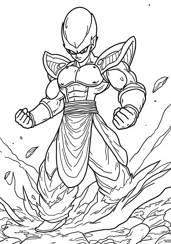 Frieza transforming on Namek coloring page