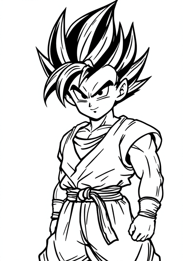 Teen Gohan going Super Saiyan 2 coloring page