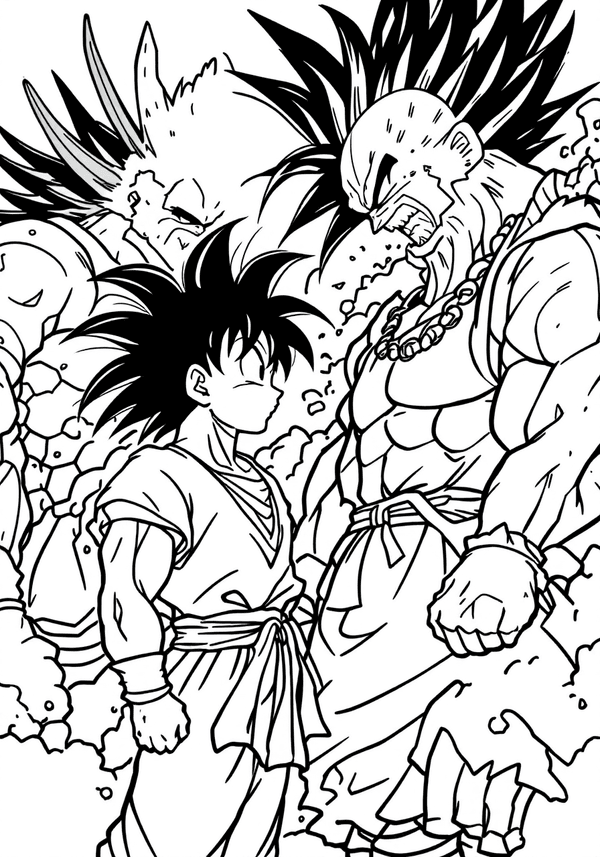 Yamcha facing the Recoome Squad coloring page