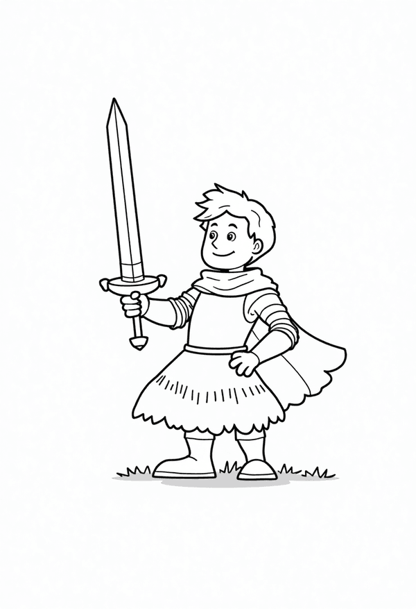 Knight on his quest for the lost sword coloring page