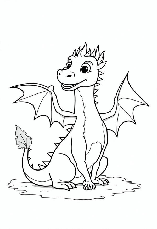 Mystical dragon in their den coloring page