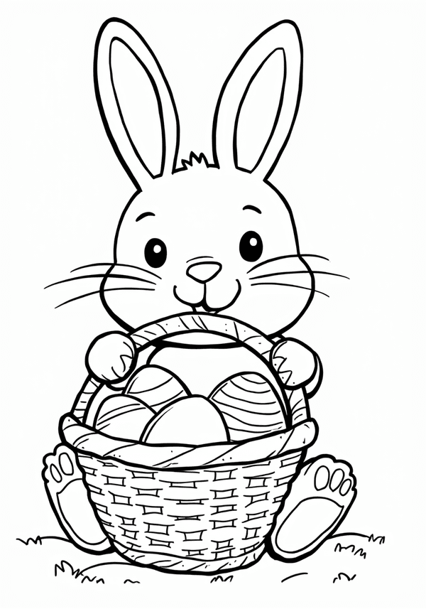 Easter Bunny painting dinosaur eggs coloring page