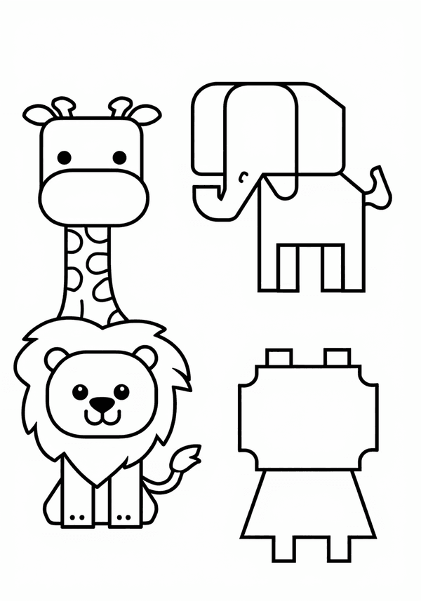 Lego animals at the zoo coloring page