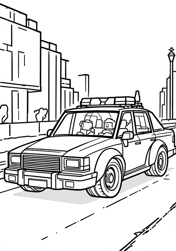 Lego police chase in the city coloring page