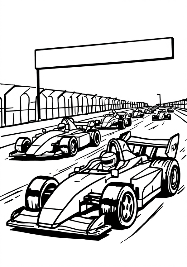 Lego race cars at the finish line coloring page