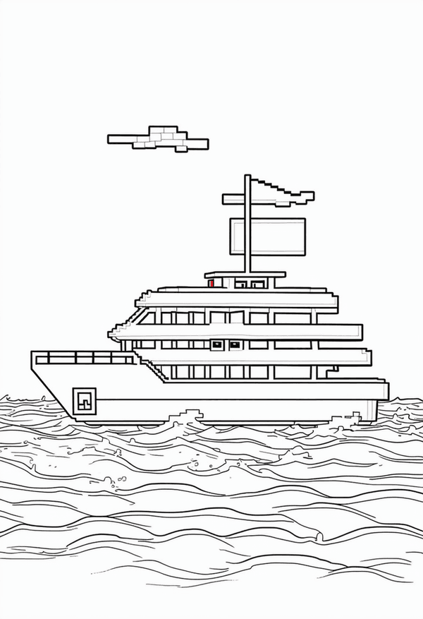 Minecraft ocean voyage coloring page