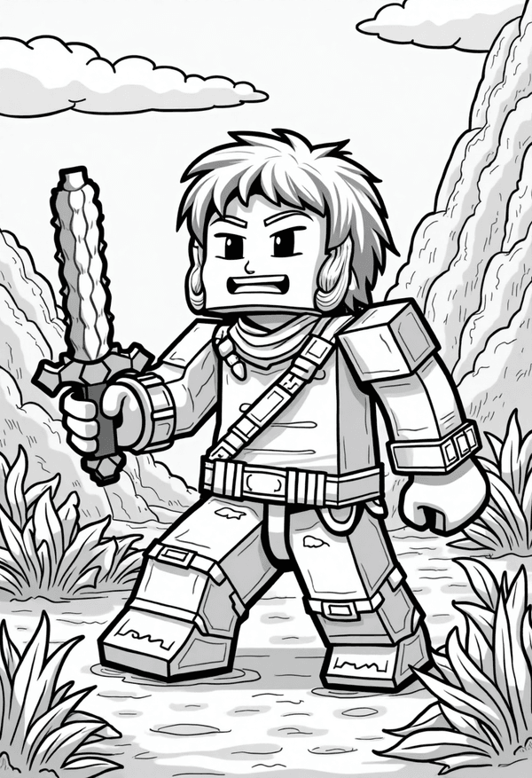 Minecraft treasure quest coloring page