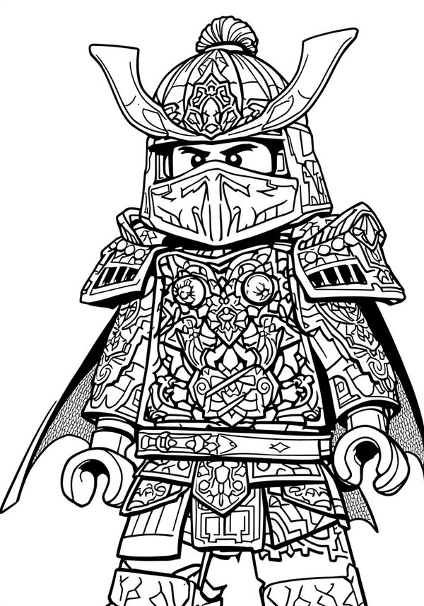 Nya training with her samurai armor coloring page