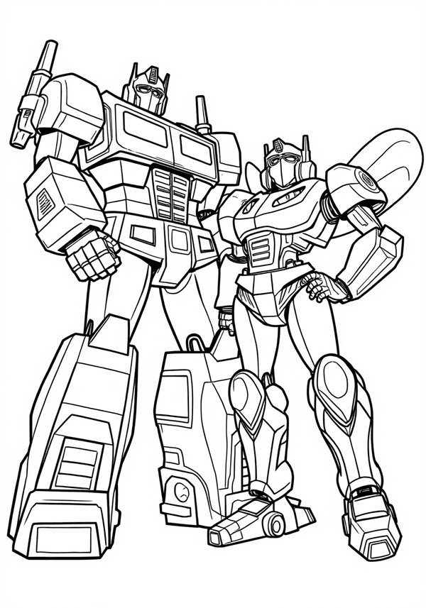 Optimus Prime meeting Bumblebee coloring page