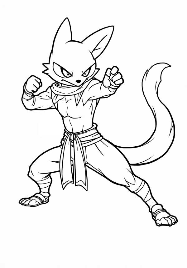 Lucario practicing martial arts coloring page