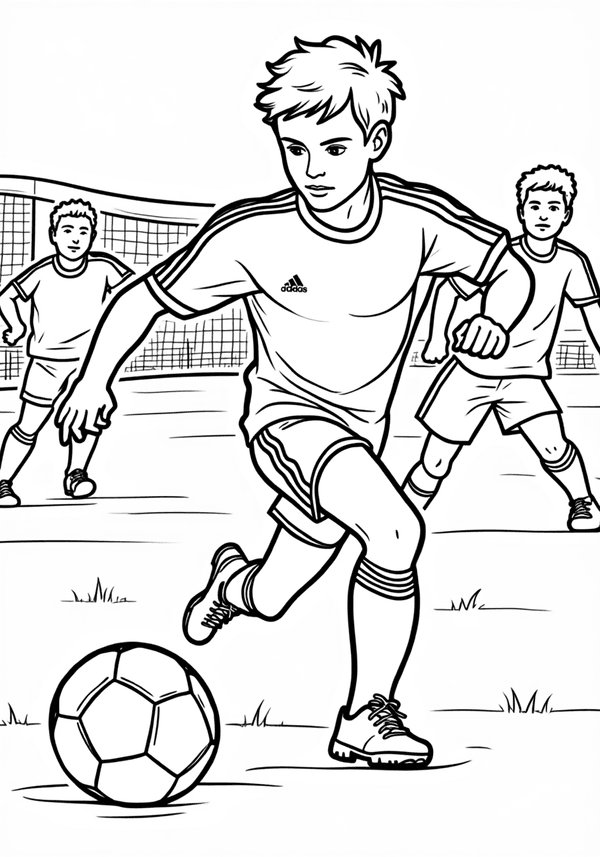 Ronaldo dribbling past defenders coloring page