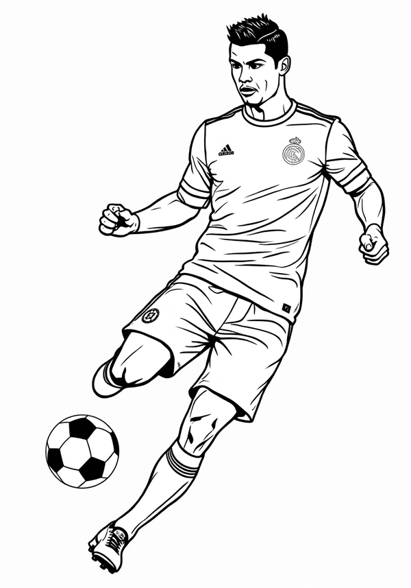 Ronaldo juggling the ball mid-air coloring page