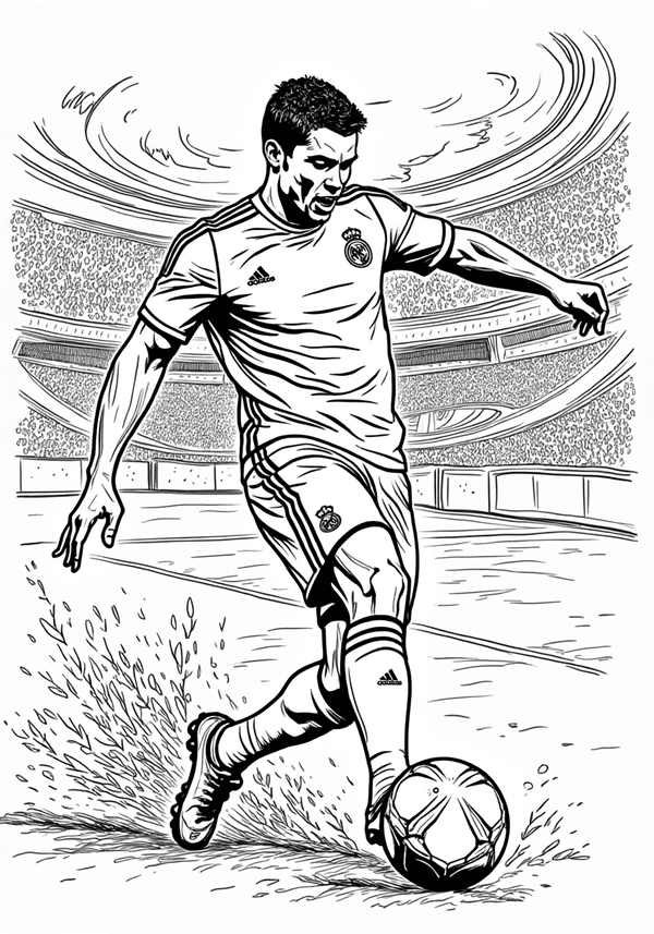 Ronaldo scoring a bicycle kick coloring page