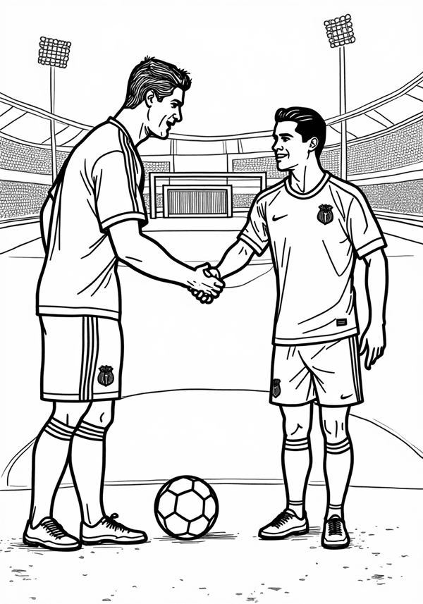 Ronaldo shaking hands with opponents coloring page