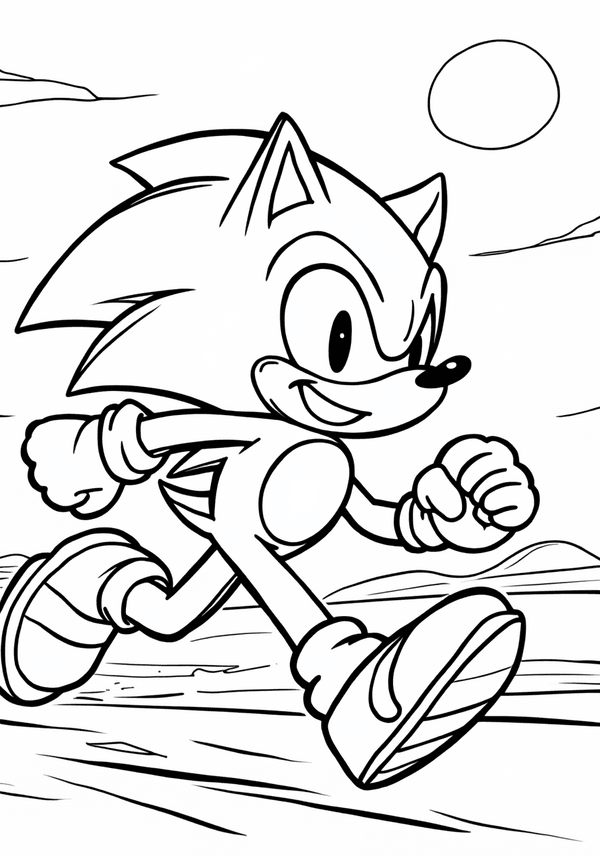 Shadow running at sunset coloring page