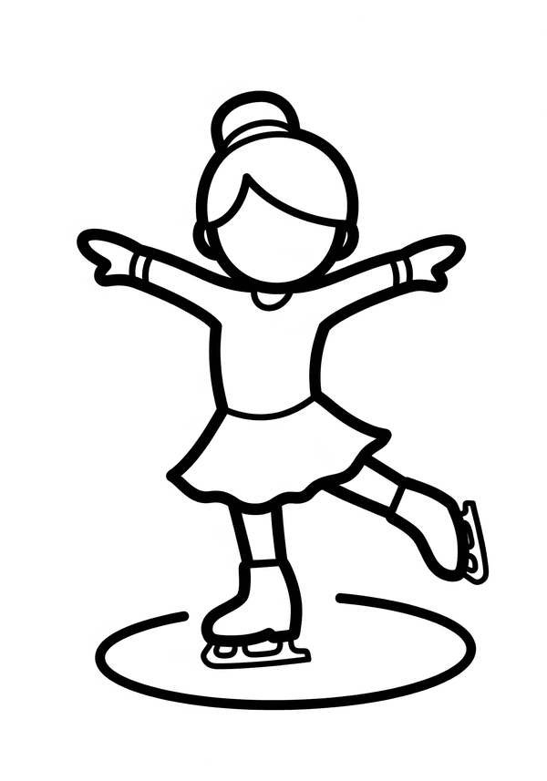 Figure skater spinning on ice coloring page