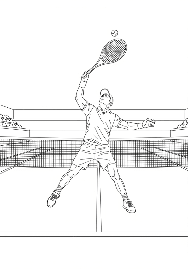 Tennis champion serving the ball coloring page