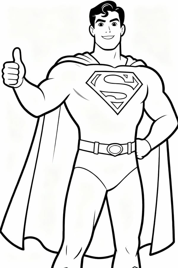 Superman giving a thumbs up to kids coloring page