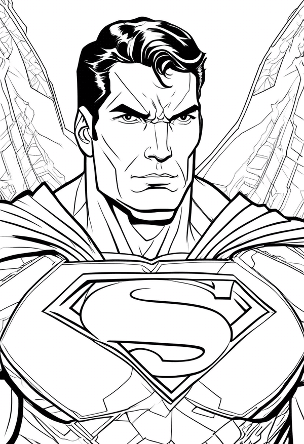 Superman flying over the city as guardian of the skies coloring page