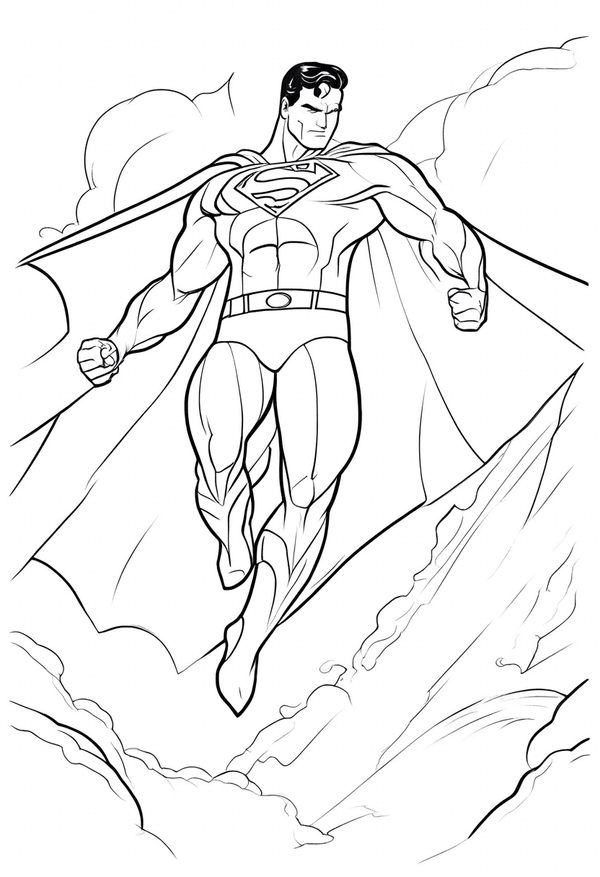 Superman on a daring rescue mission coloring page