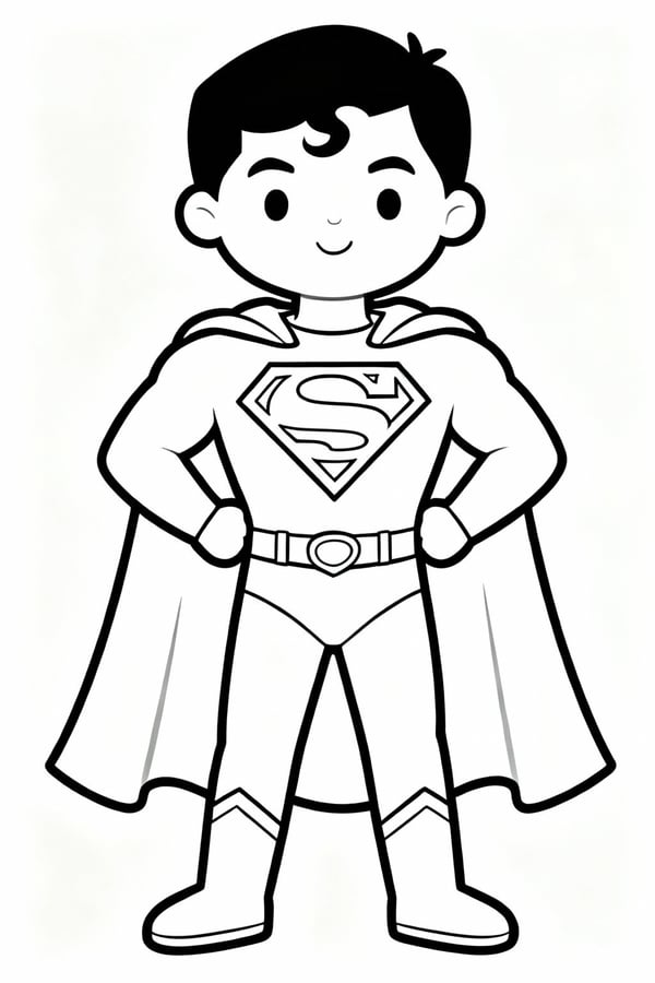 Superman racing a bolt of lightning coloring page