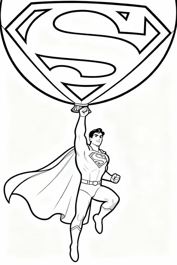 Superman saving a parade balloon coloring page