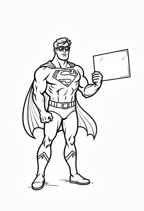 Superman trying on Clark Kent’s glasses coloring page