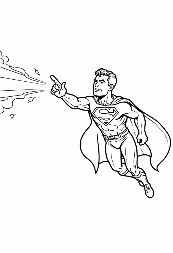 Superman using his heat vision coloring page