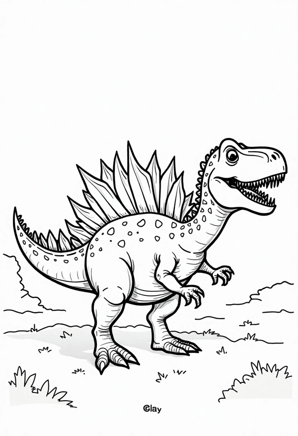 T-Rex battling a spiky Stegosaurus coloring page