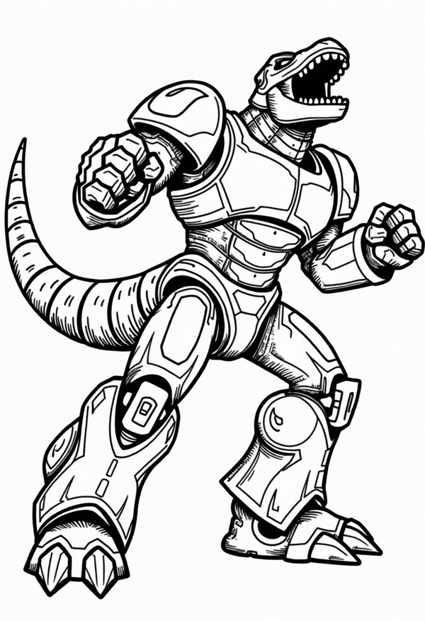 Grimlock roaring in dino mode coloring page