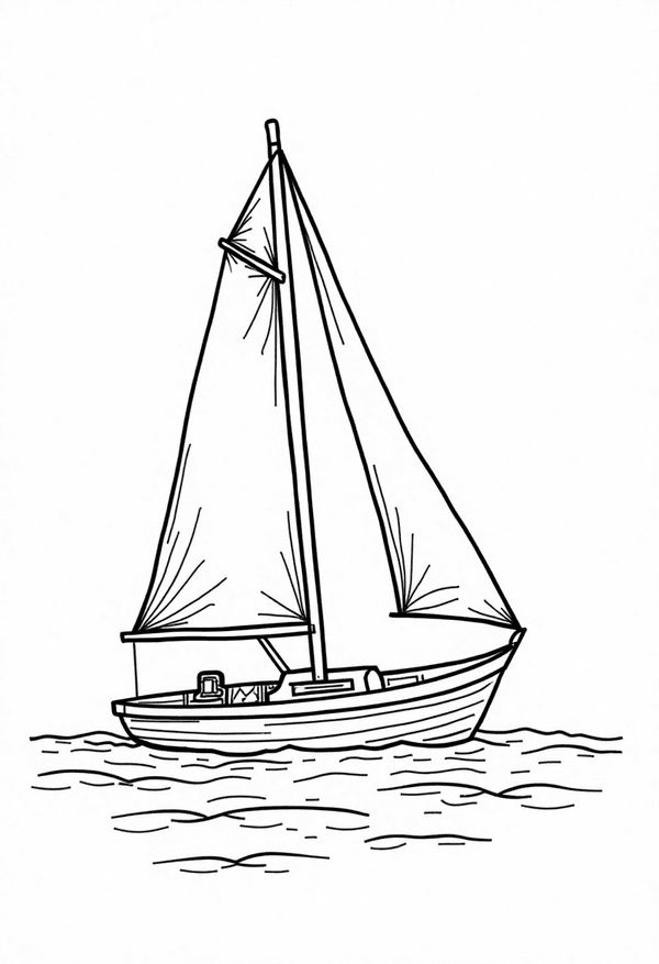 Sailboat floating on the lake coloring page