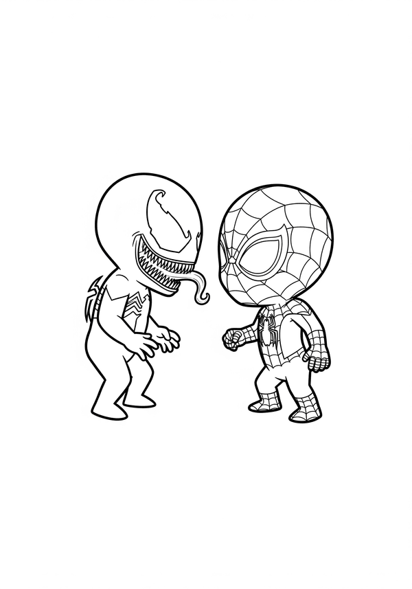 Venom facing off against Spider-Man coloring page