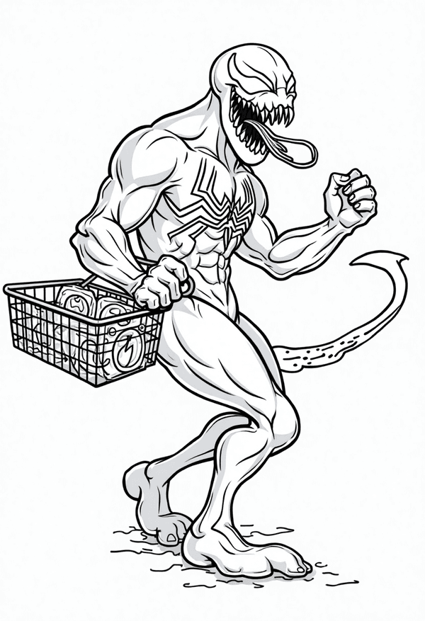 Venom going grocery shopping coloring page