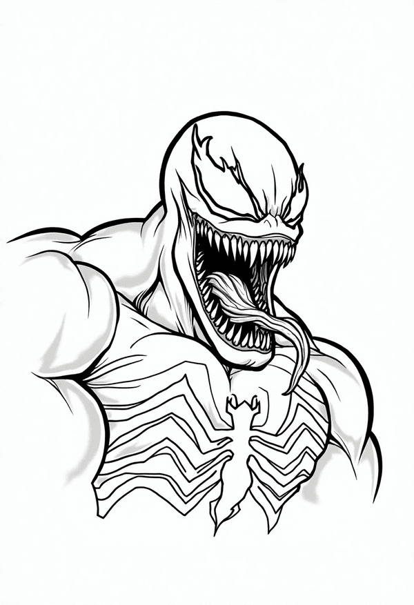 Venom morphing with Eddie Brock coloring page