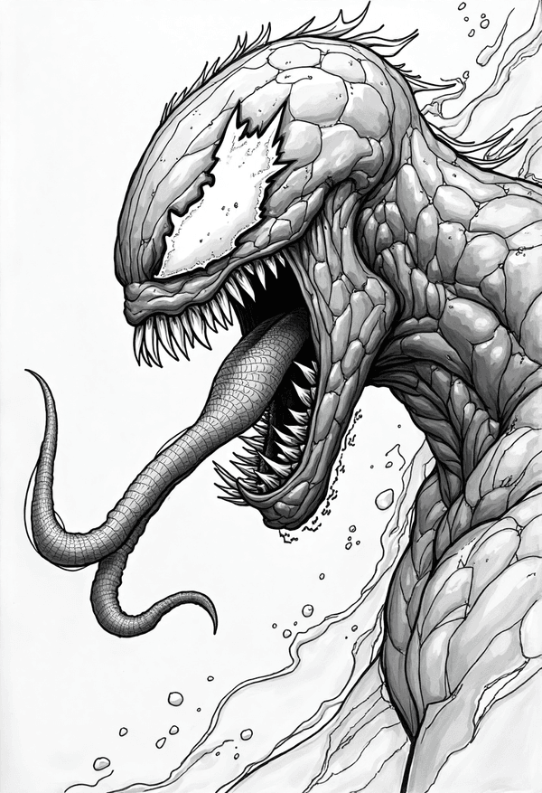 Venom painting a masterpiece on canvas coloring page