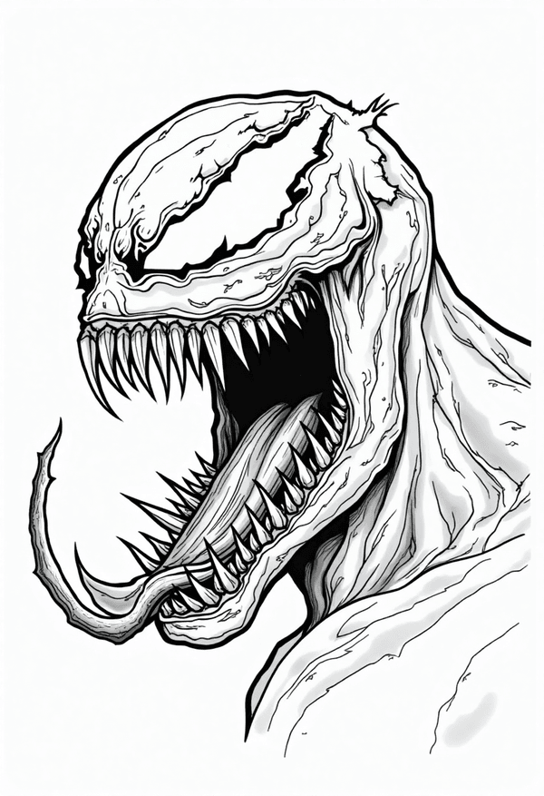 Venom roaring with sharp teeth coloring page